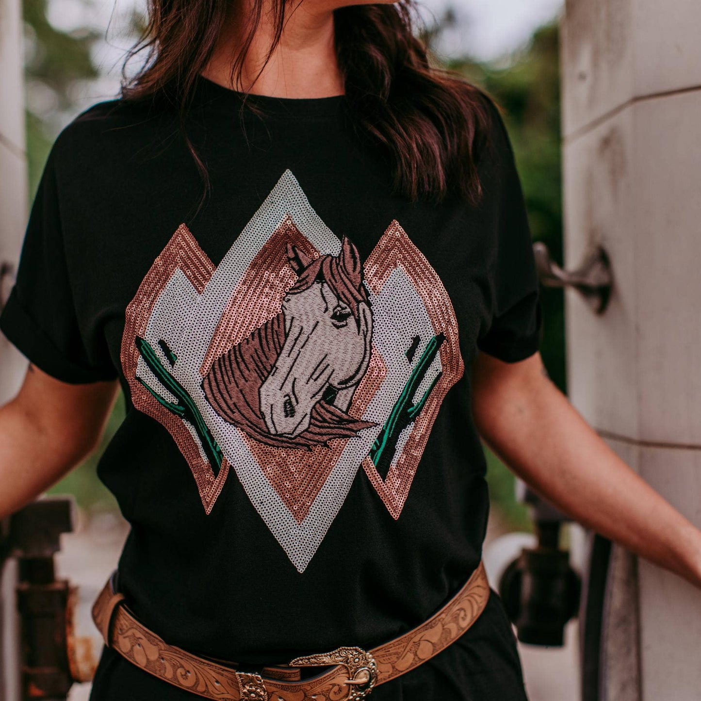 Desperado Sequin Embroidered Tee Dress