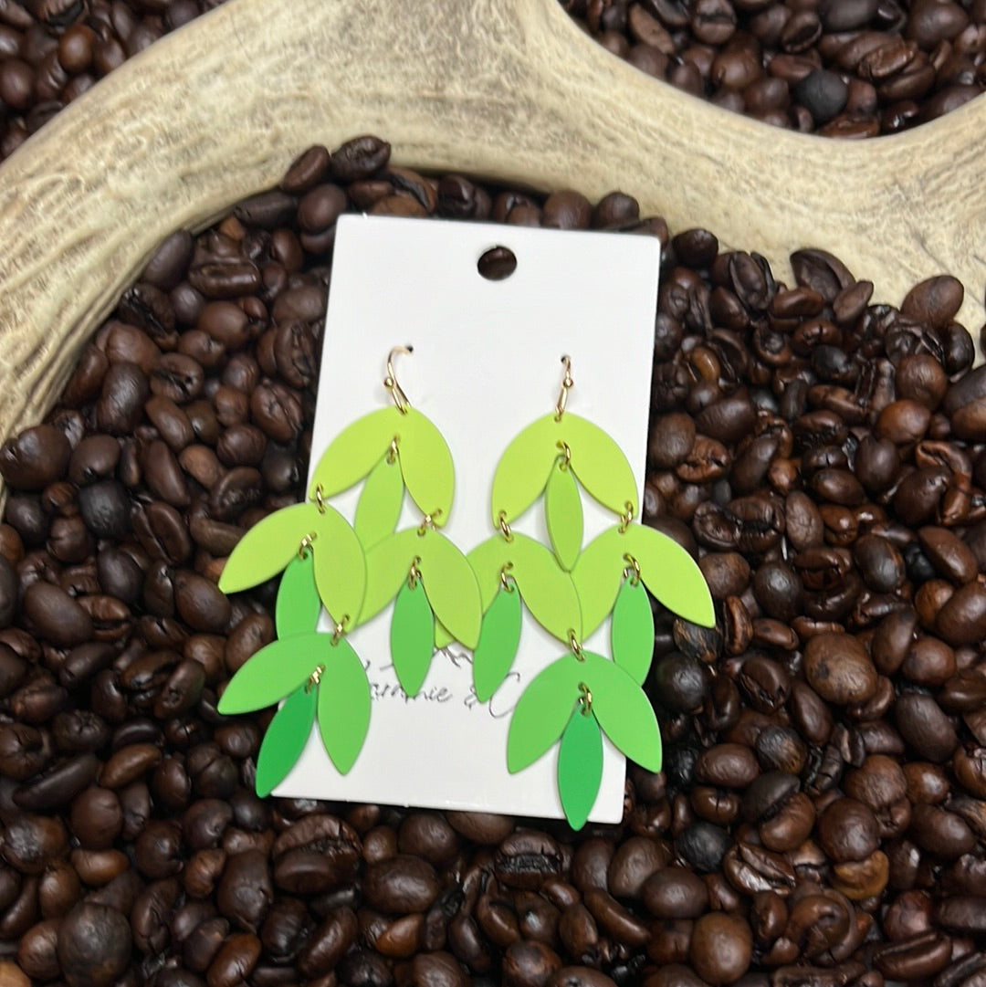 Green Ombré Leaf Earring