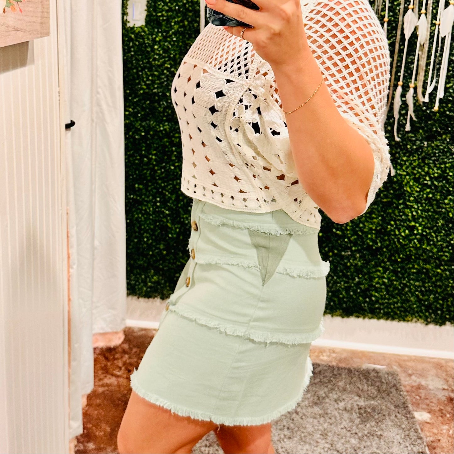 Ruthie Crochet Top Cream