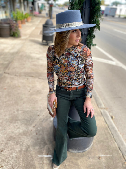 Floral Mock Neck Longsleeve