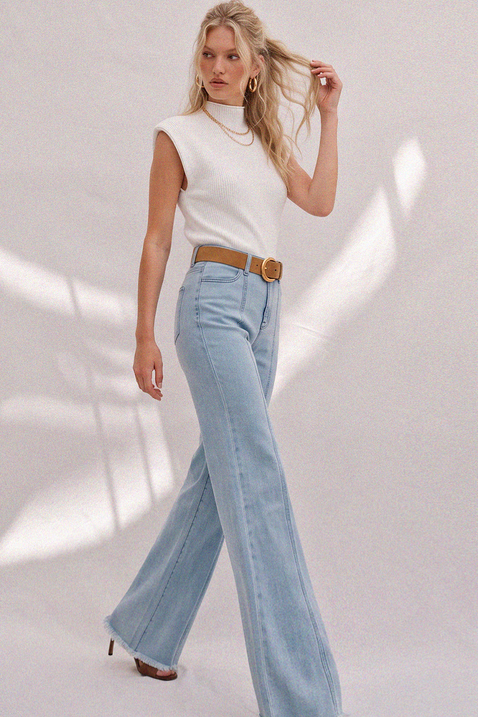 WIDE LEG PALAZZO FIT JEANS WITH STRETCH 2472PIA