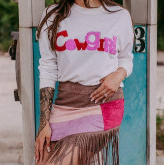 Cowgirl Sequins Long sleeve Tee