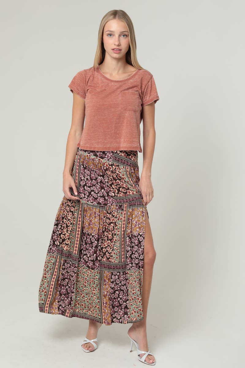 Fall Patchwork Maxi W/Slit