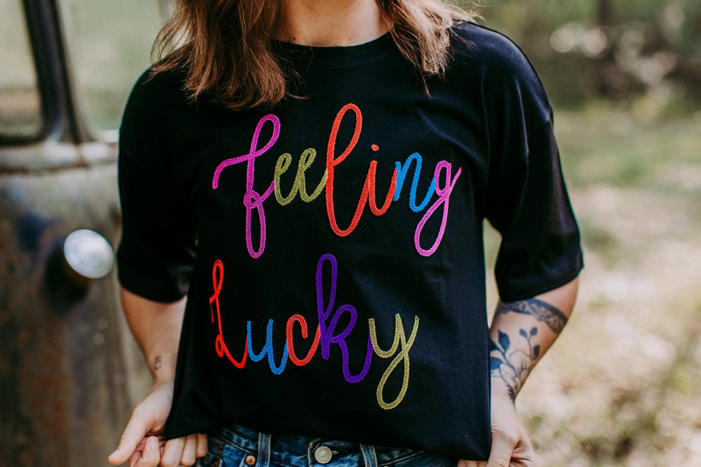 Feeling Lucky Embroidered Tee
