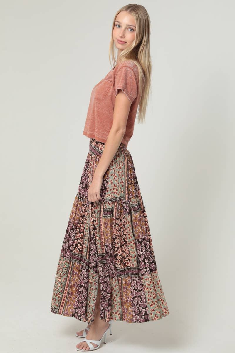 Fall Patchwork Maxi W/Slit