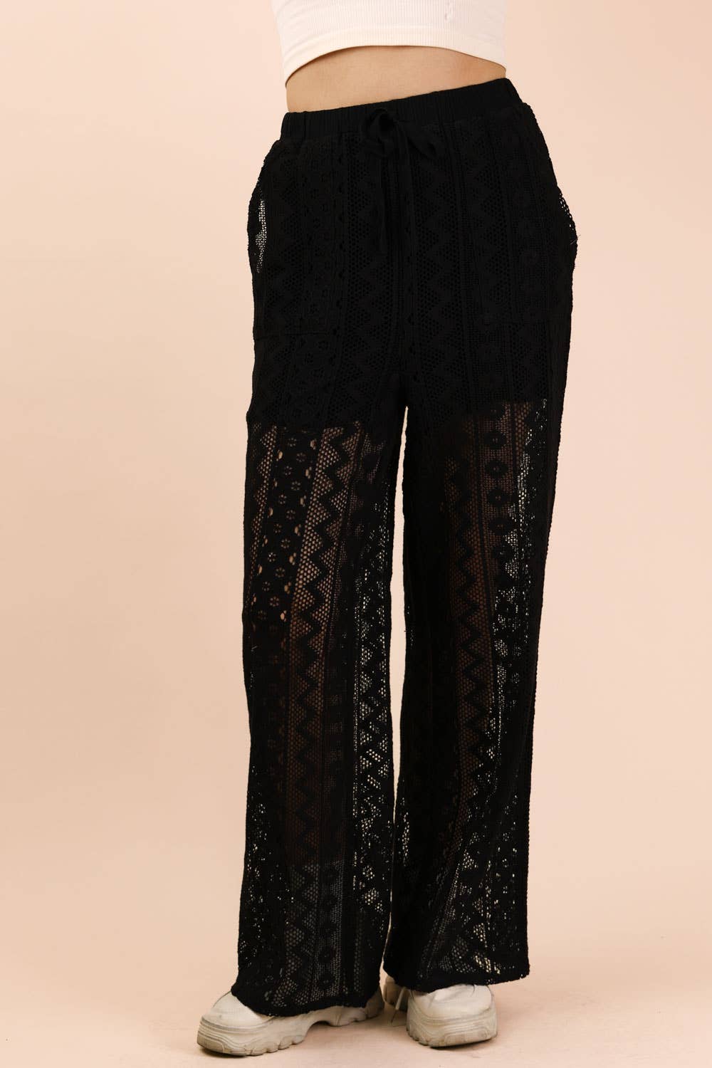 NP70823-Cotton Lace Bohemian Cargo Pants