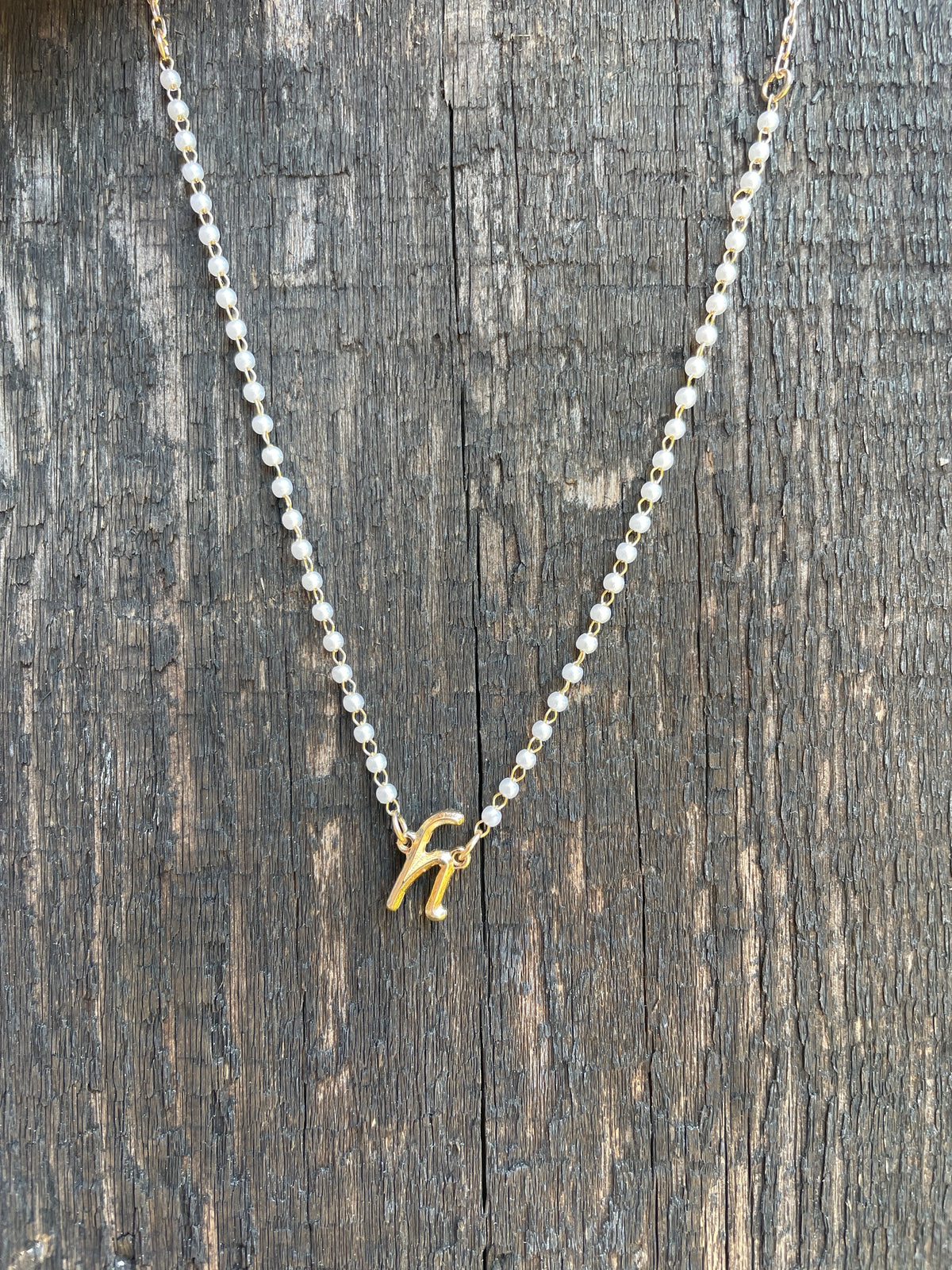 Gold & Pearl Dainty Initial Necklace