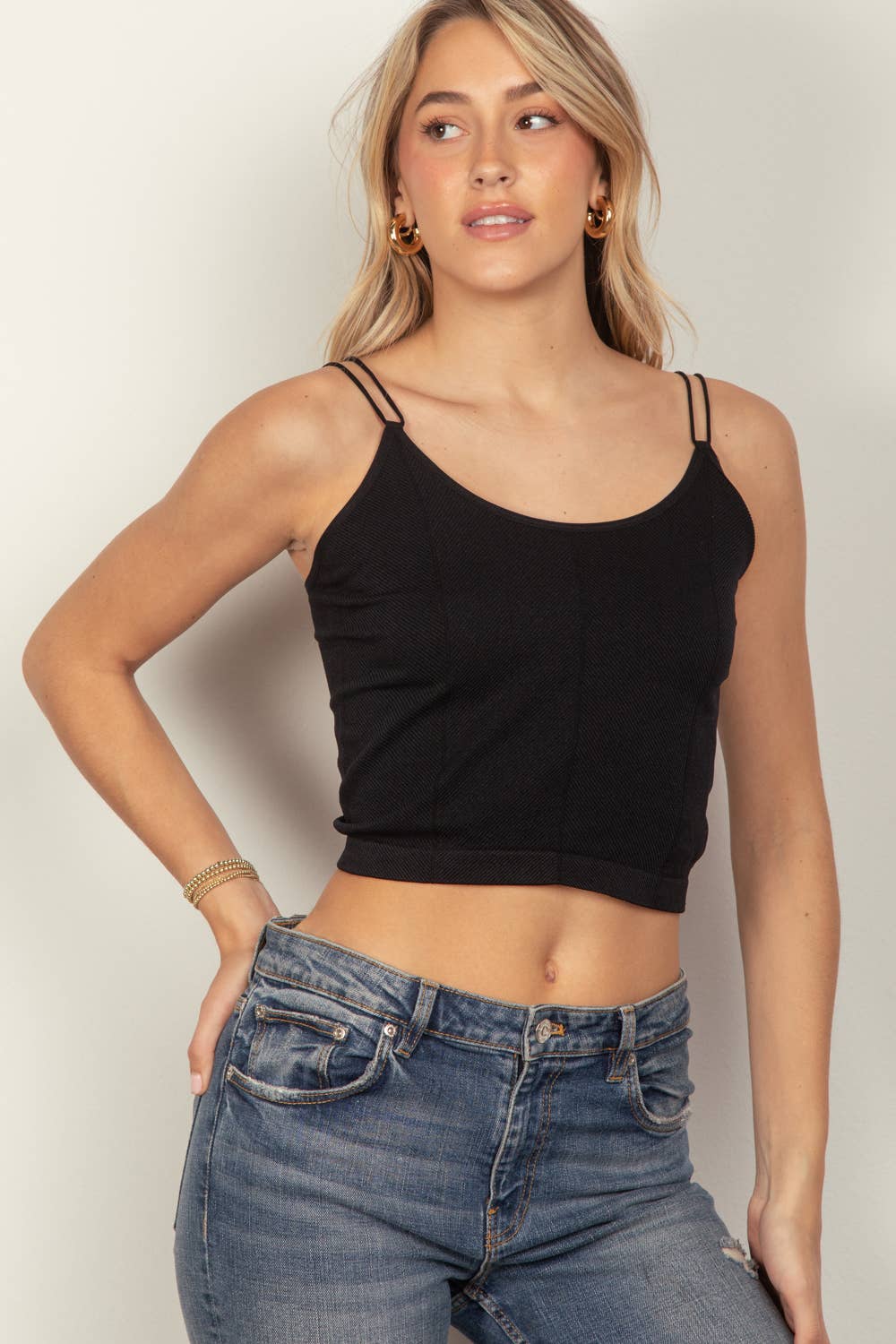 NT11660-Soft Stretchy Double Strap Slim Fit Tank Top