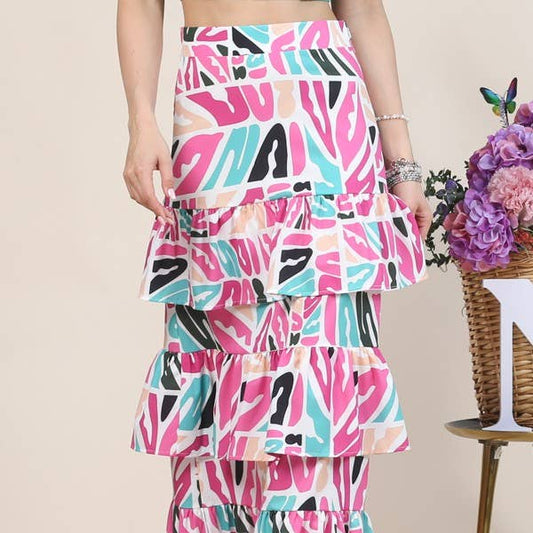 Jamie Graffiti High Waisted Ruffled Skirt