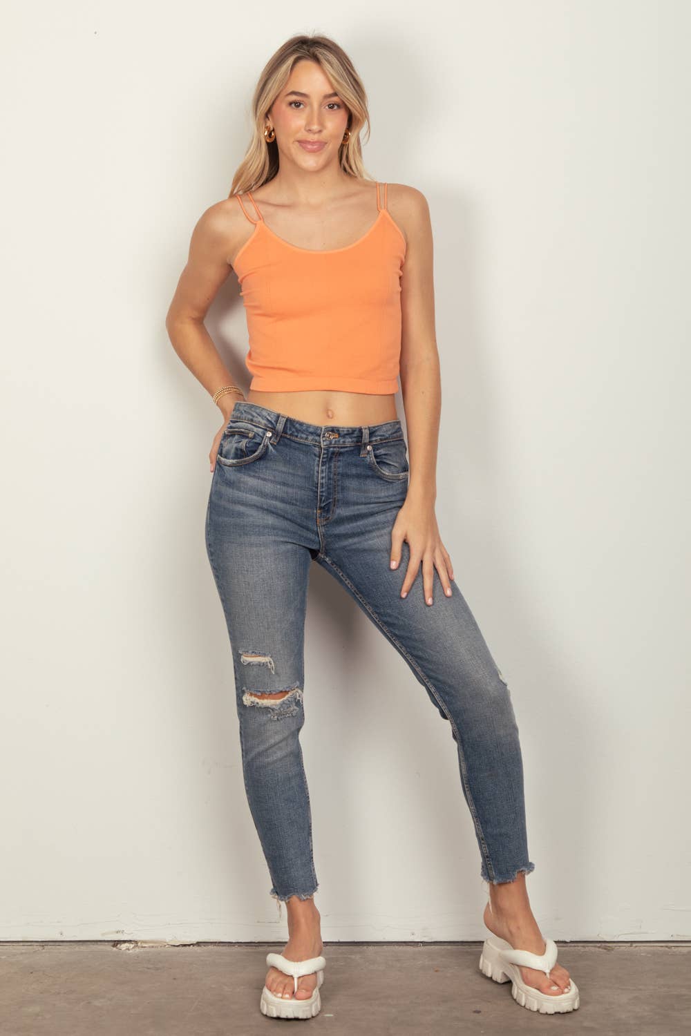 NT11660-Soft Stretchy Double Strap Slim Fit Tank Top