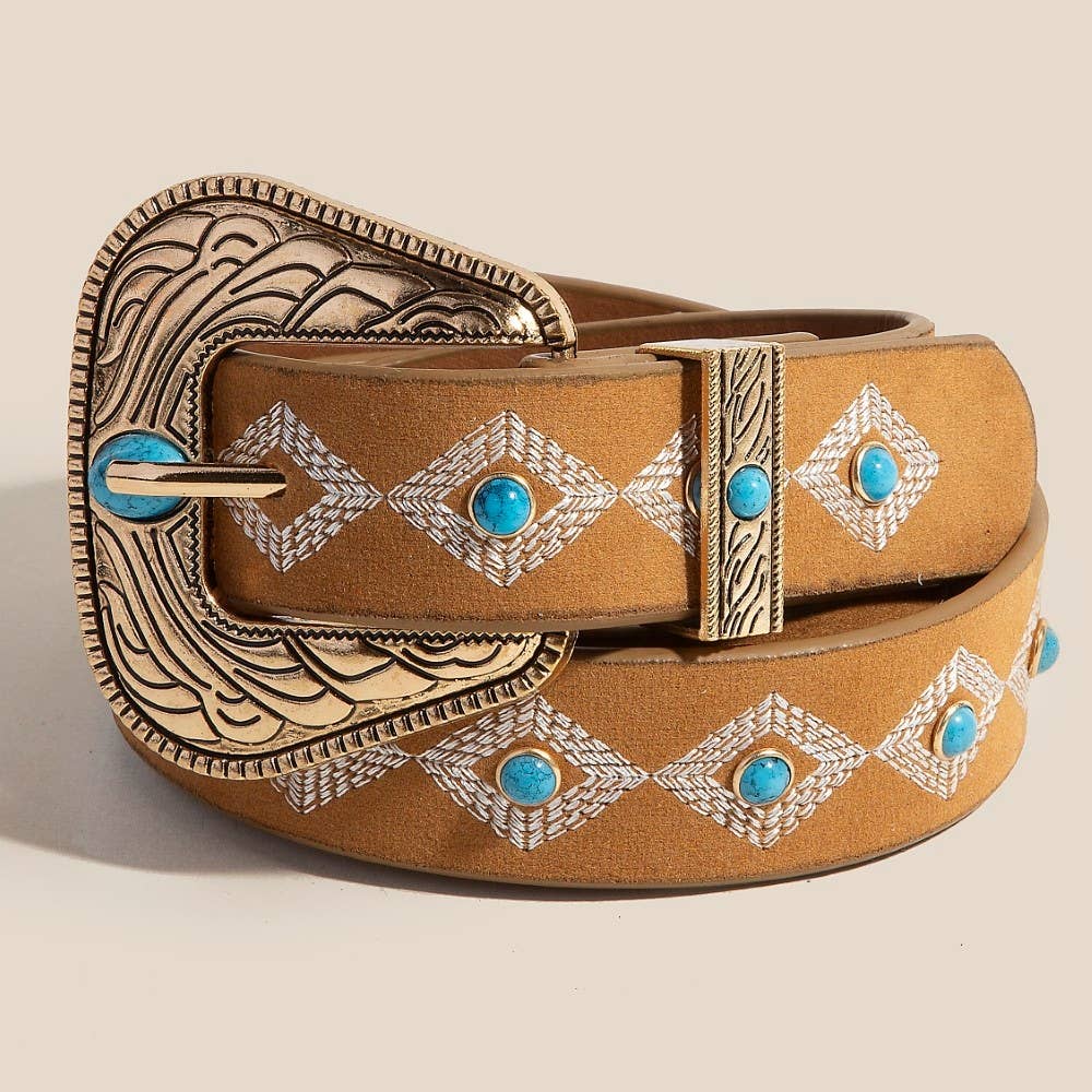 Turquoise Buckle Suede Belt