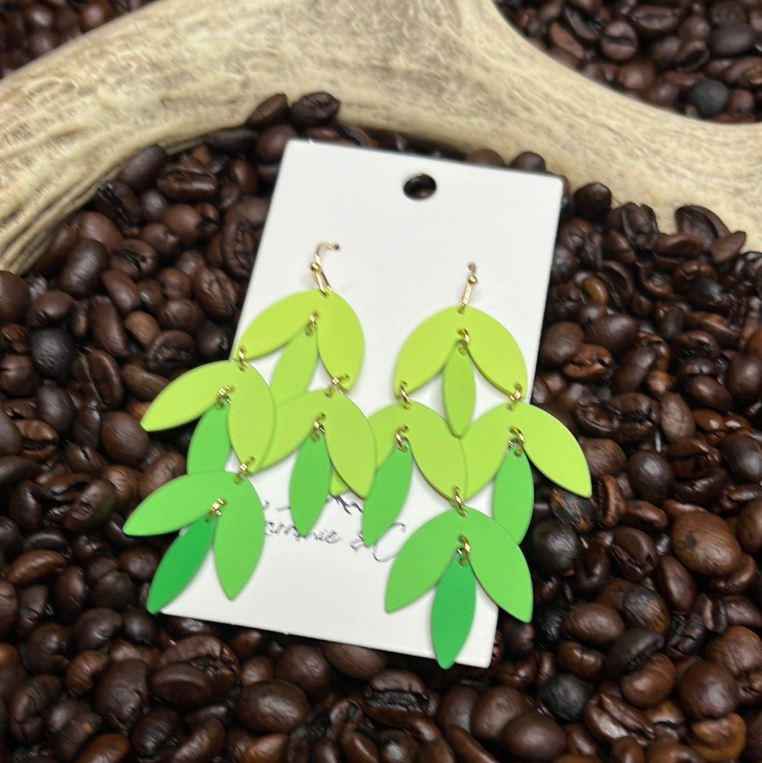Green Ombré Leaf Earring