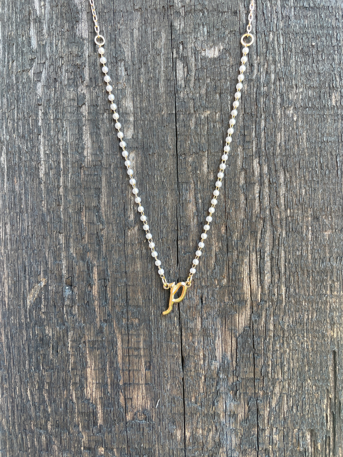 Gold & Pearl Dainty Initial Necklace
