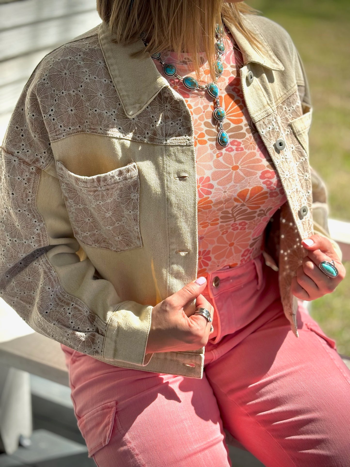 Contrast Oversized Denim Jacket Shacket