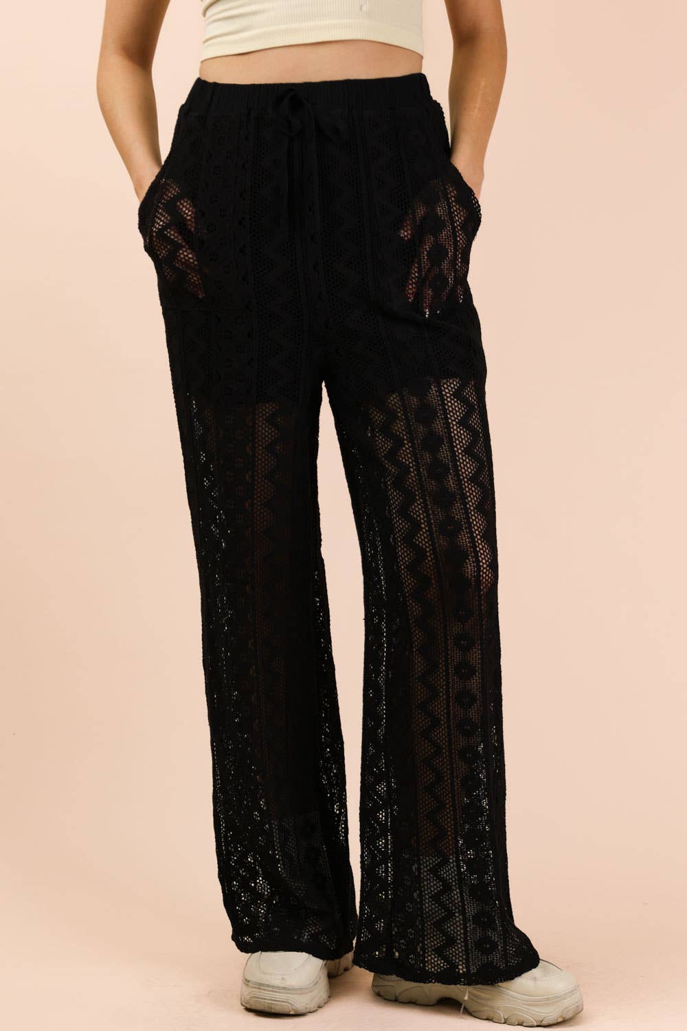 NP70823-Cotton Lace Bohemian Cargo Pants