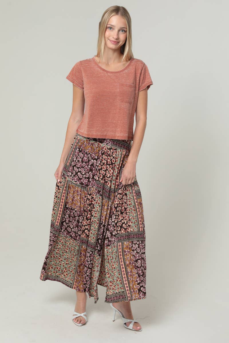 Fall Patchwork Maxi W/Slit