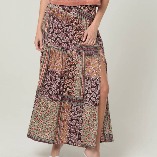 Fall Patchwork Maxi W/Slit