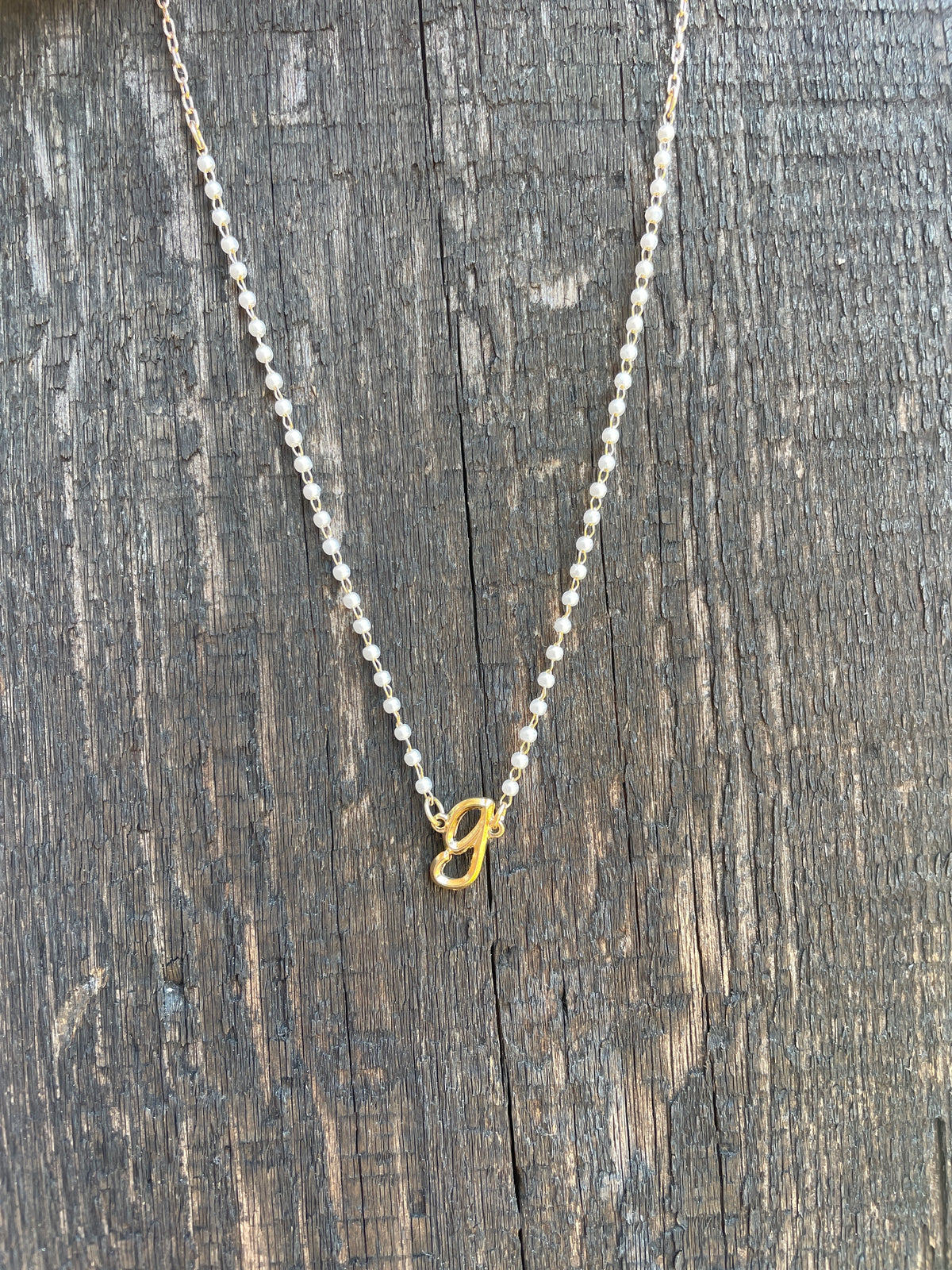 Gold & Pearl Dainty Initial Necklace