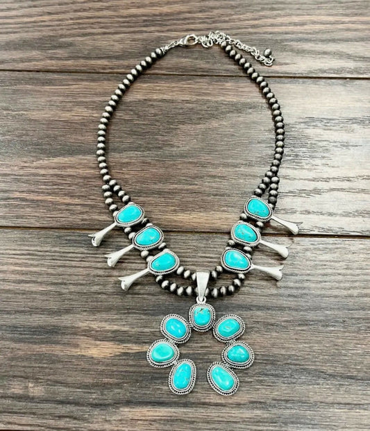 Squash Blossom Turquoise Necklace