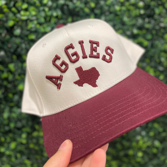 Maroon and white- Structured Hat