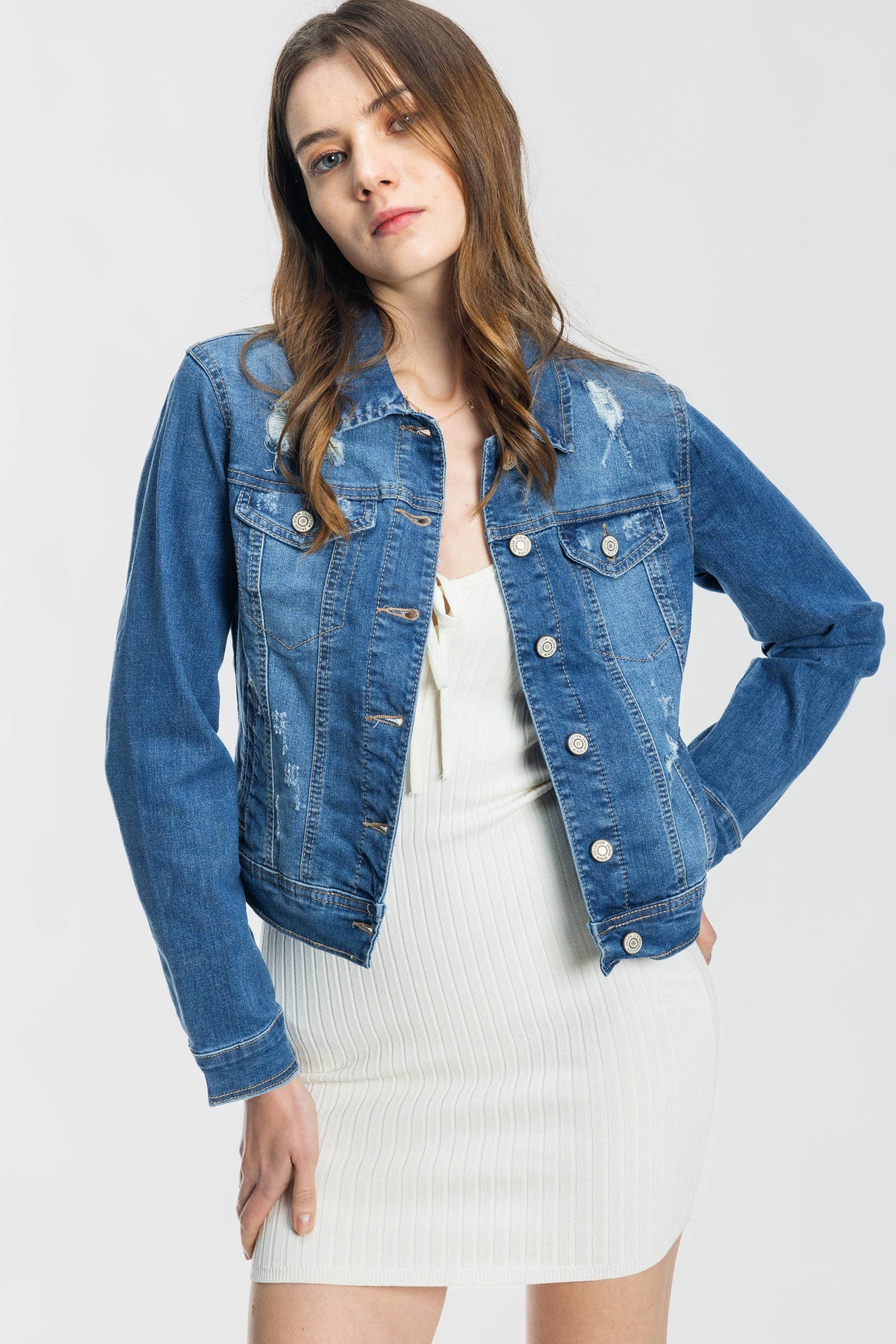Classic Distressed Denim Jacket