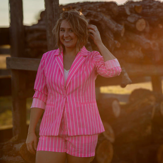 Pink Power Pinstripe Set