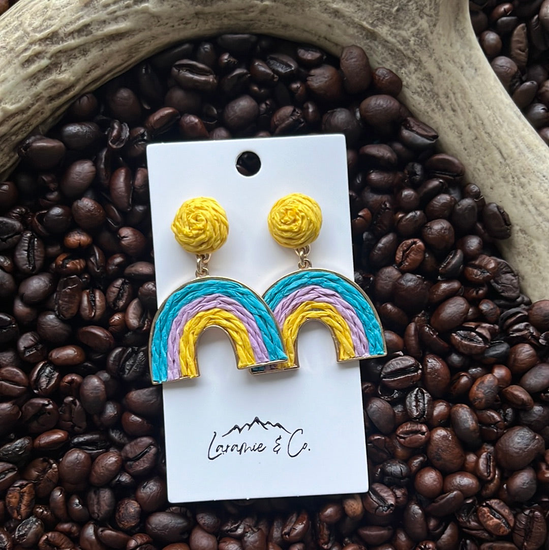 Yellow Multi Rainbow Earring