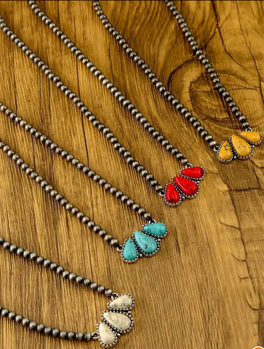 Bohemian Stone Necklace (Red)