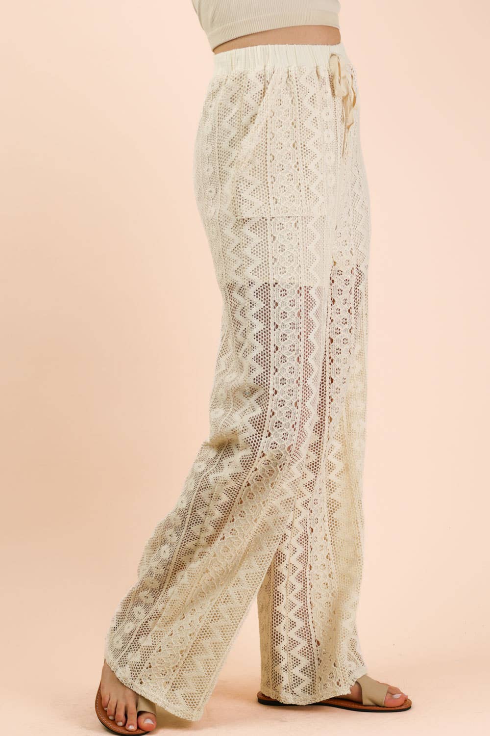 NP70823-Cotton Lace Bohemian Cargo Pants