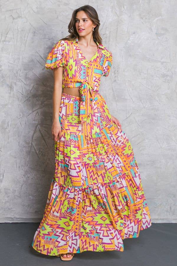A printed woven top - IT12063-A