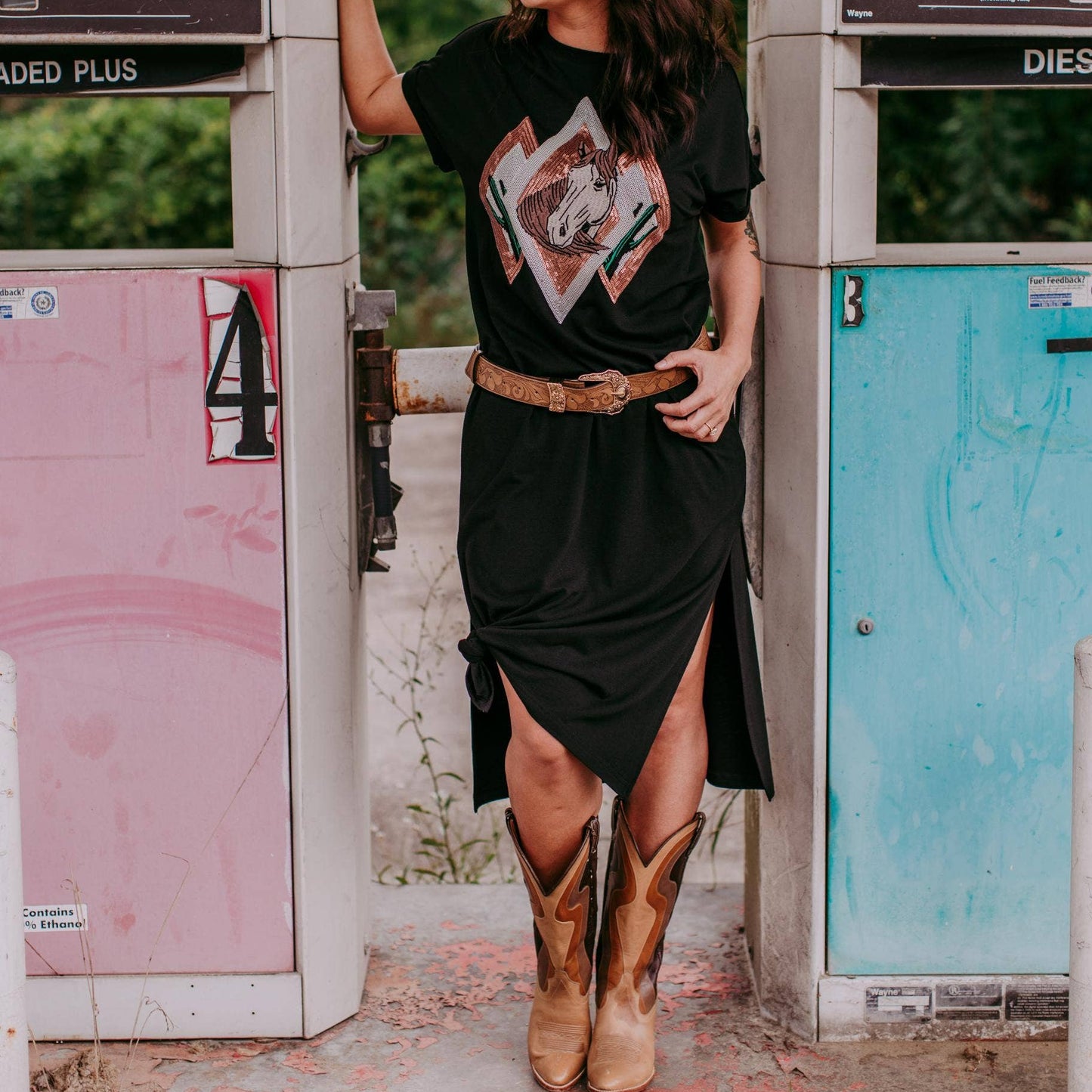 Desperado Sequin Embroidered Tee Dress