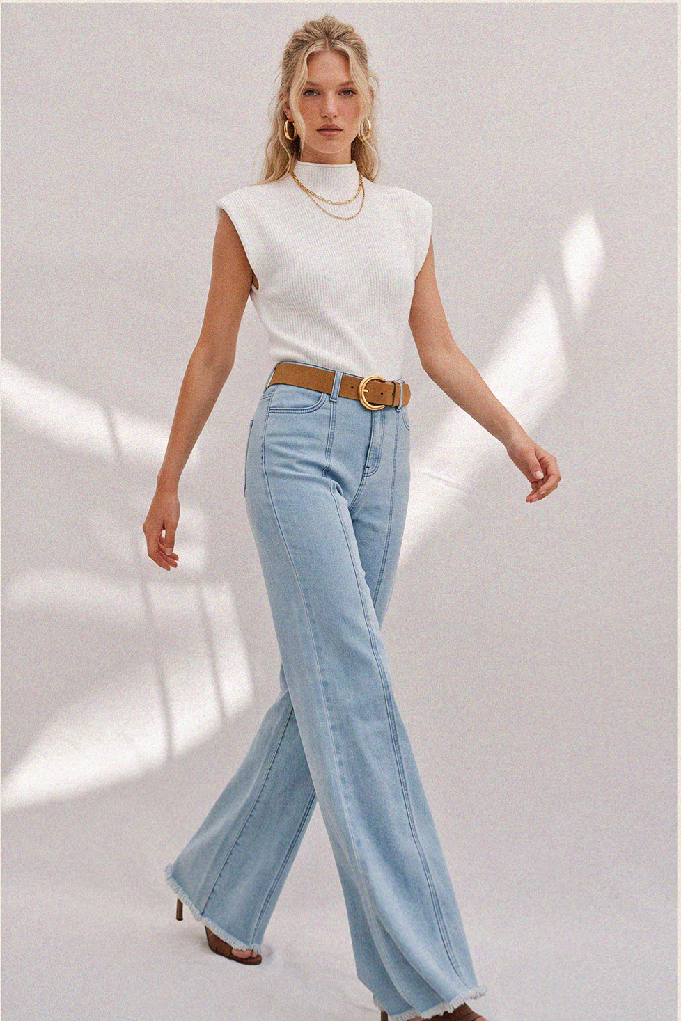 WIDE LEG PALAZZO FIT JEANS WITH STRETCH 2472PIA