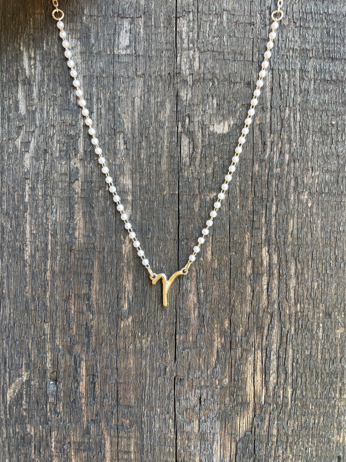 Gold & Pearl Dainty Initial Necklace