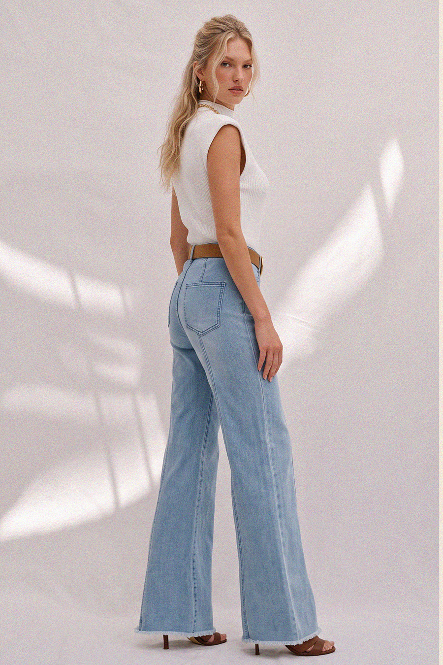 WIDE LEG PALAZZO FIT JEANS WITH STRETCH 2472PIA