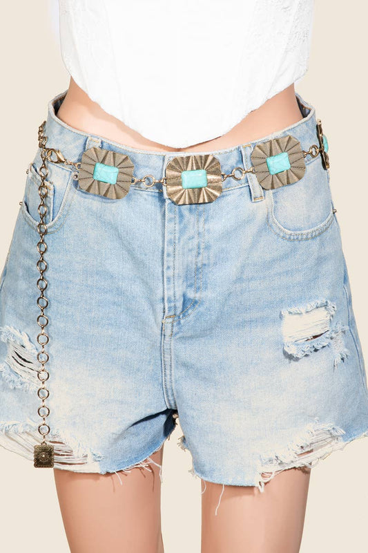 Rectangle Stone Chain Belt