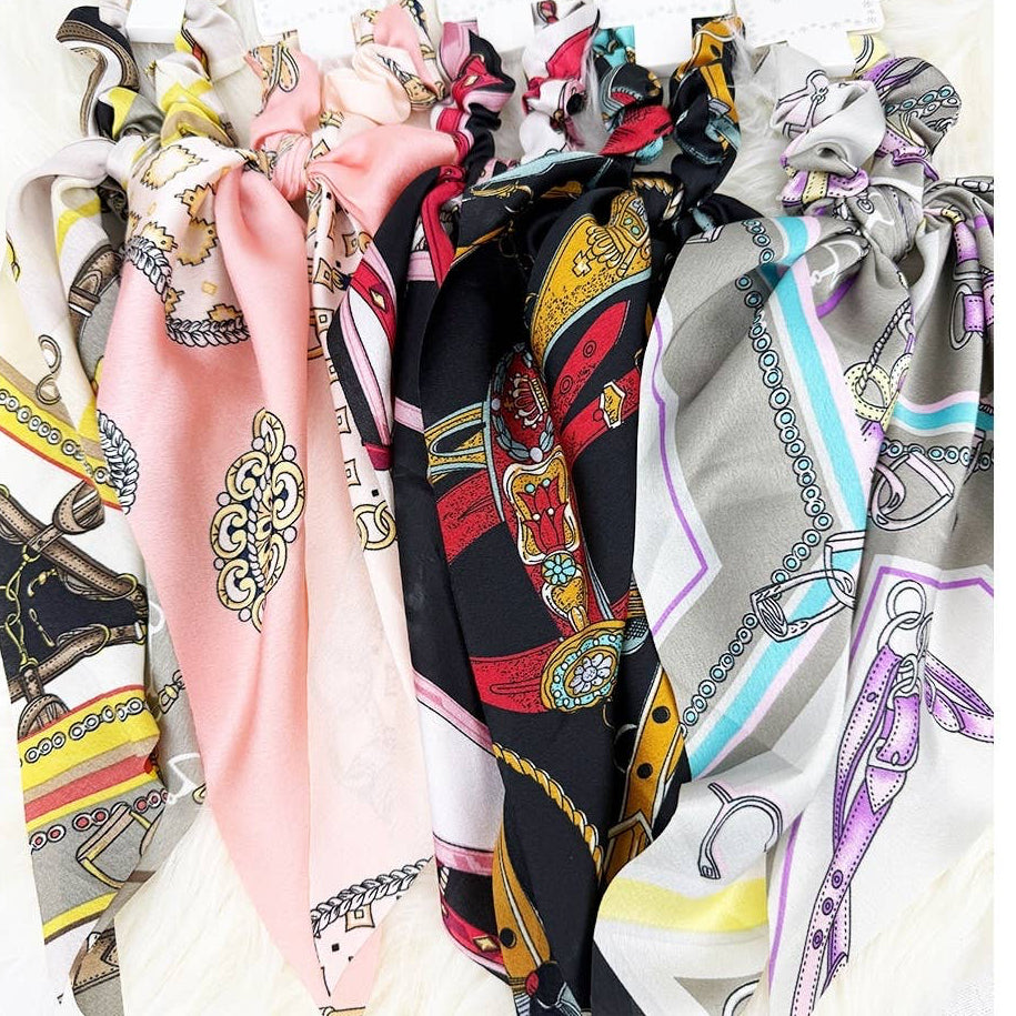 Belt Pattern Long Tail Hair Scrunchie