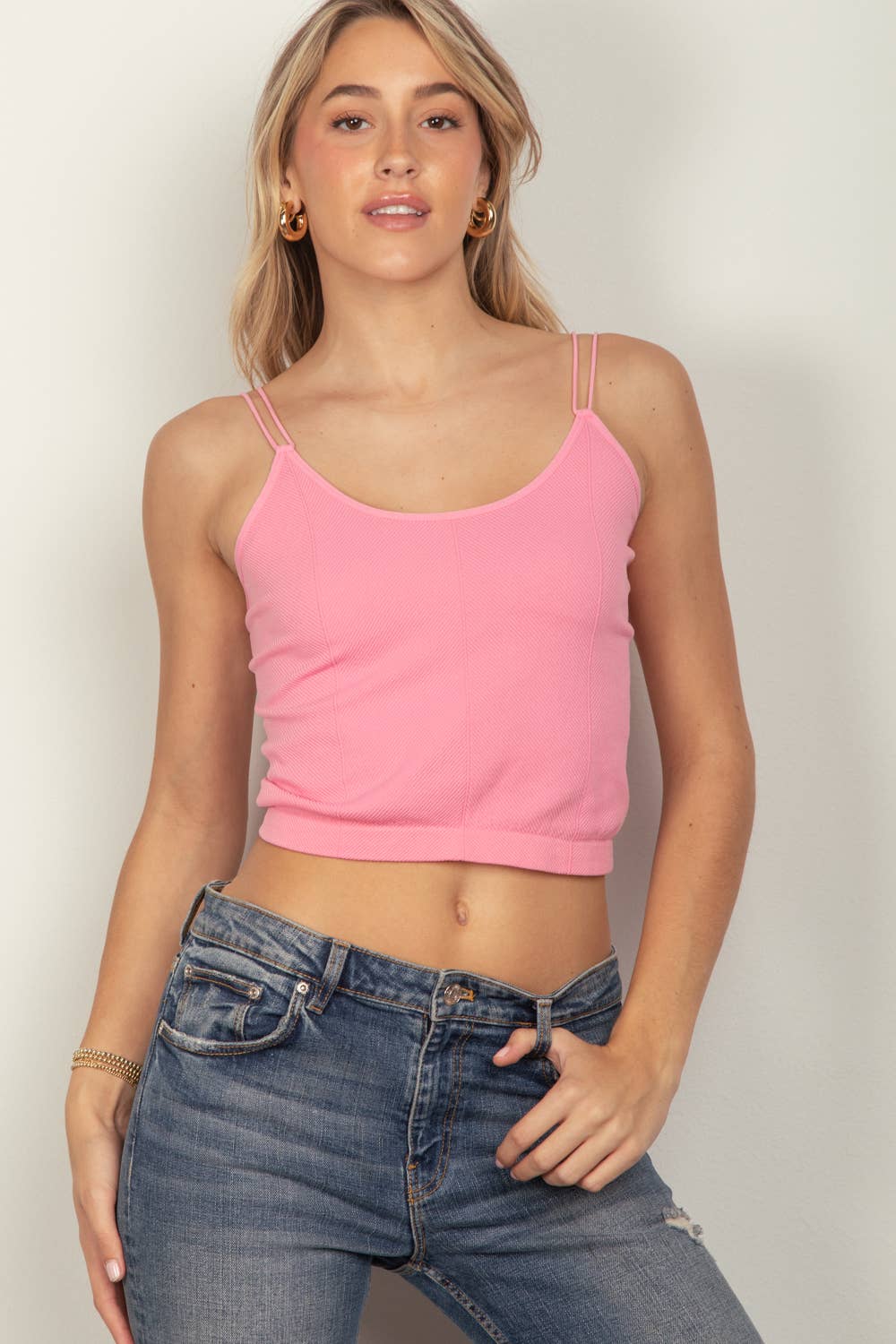 NT11660-Soft Stretchy Double Strap Slim Fit Tank Top