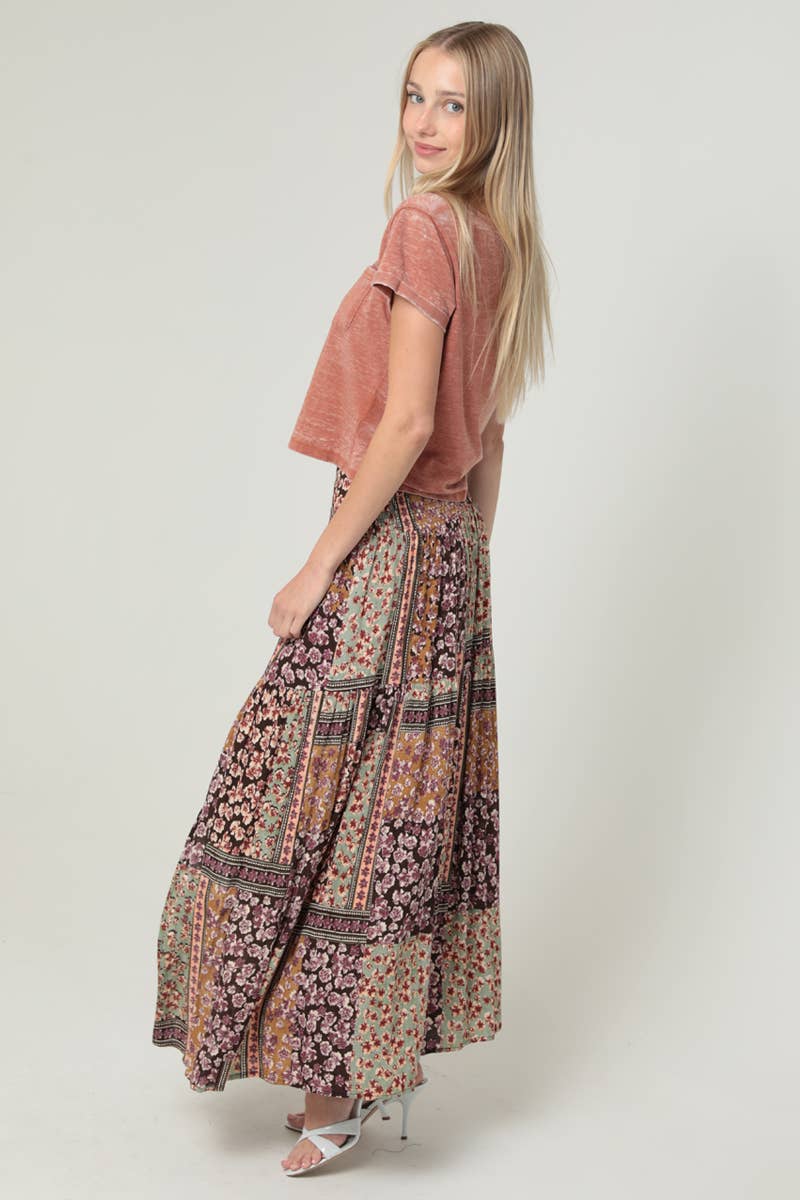 Fall Patchwork Maxi W/Slit