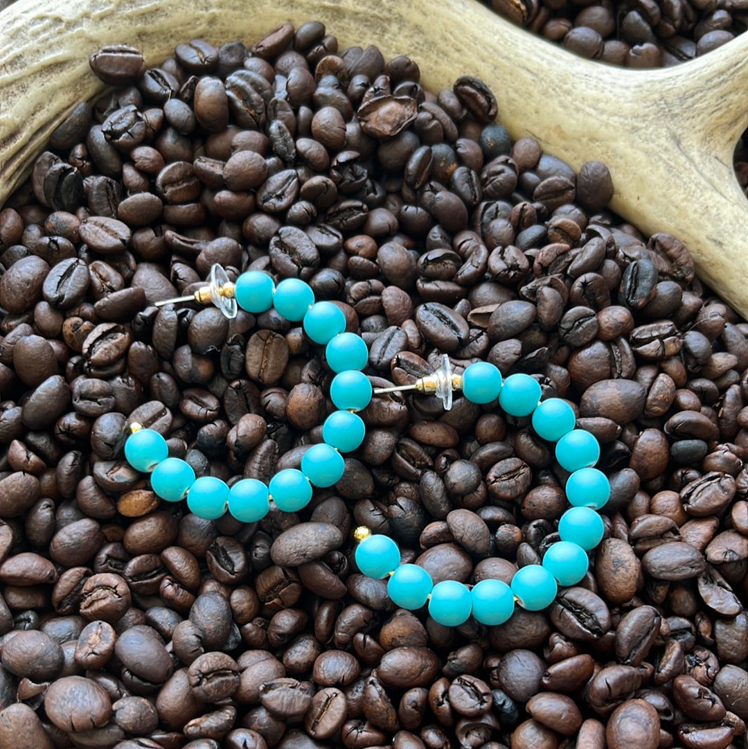 Turquoise Beaded Hoops