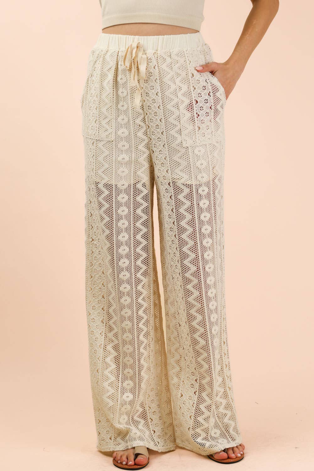 NP70823-Cotton Lace Bohemian Cargo Pants