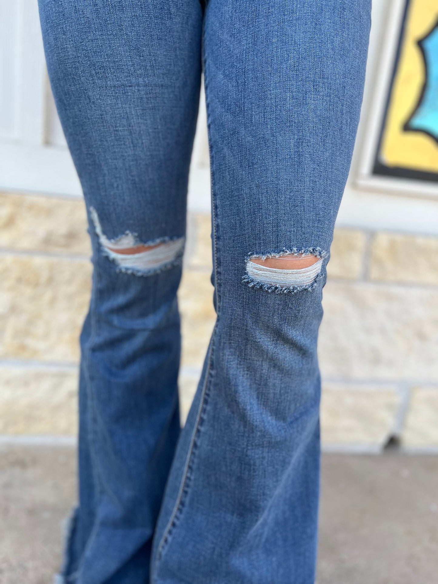 Sheridan High Rise Flare w/fringe Hem