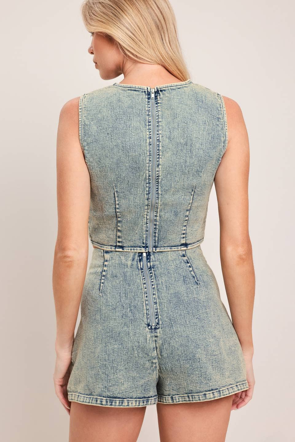 An acid washed denim skort - IP9266