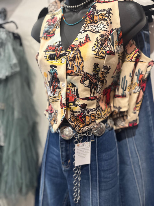 Western Cowboy Graphic Vest