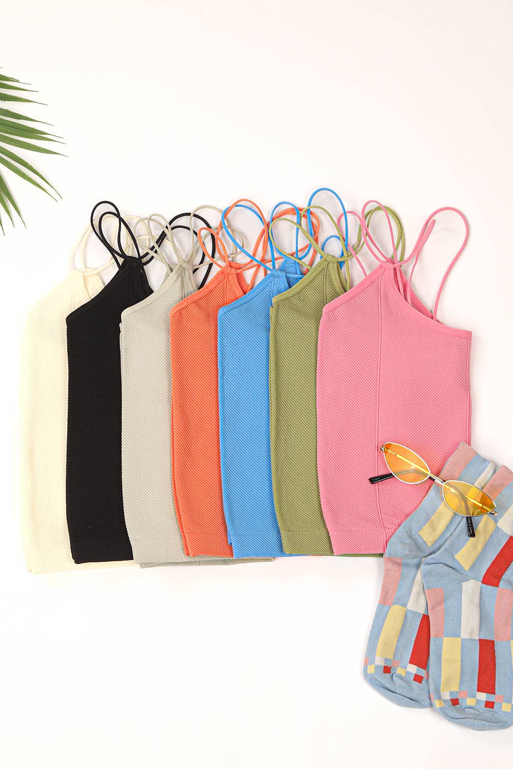 NT11660-Soft Stretchy Double Strap Slim Fit Tank Top