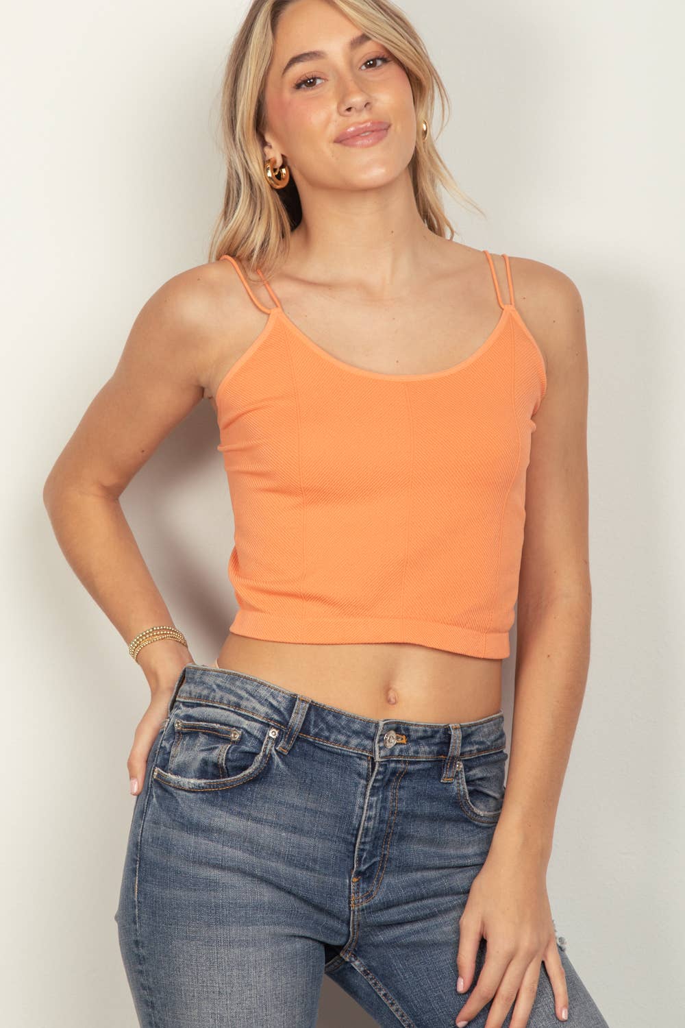 NT11660-Soft Stretchy Double Strap Slim Fit Tank Top