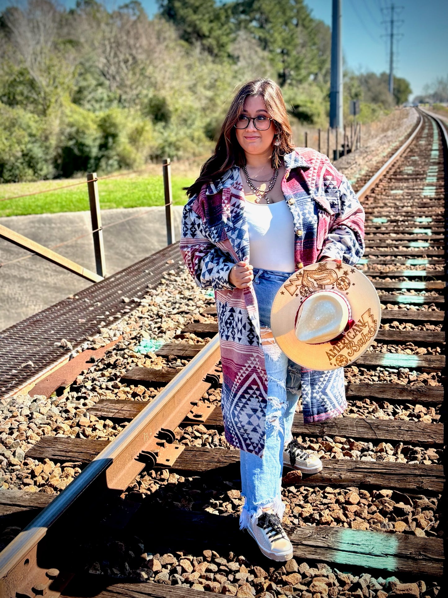 *PLUS* Aztec Plaid Coat