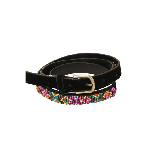 Beaded Vegan Leather Belt