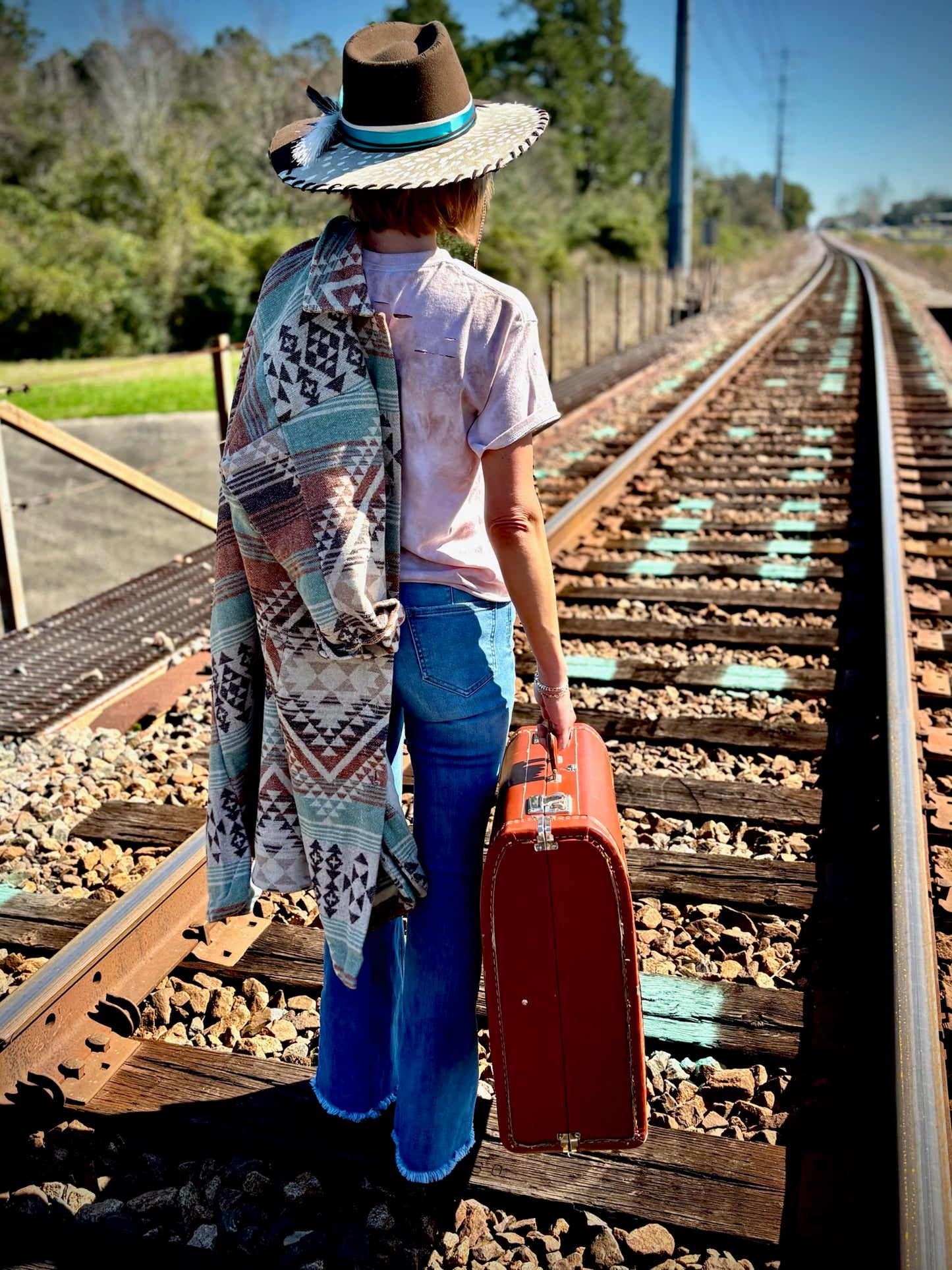 Sage Aztec & Plaid Printed Coat