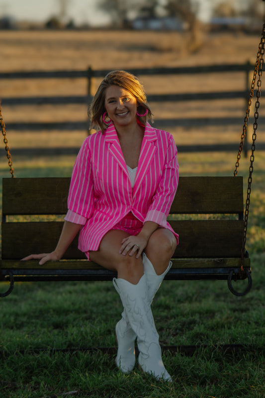 Pink Power Pinstripe Set