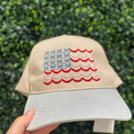 American Flag with Scallops and Bows Hat